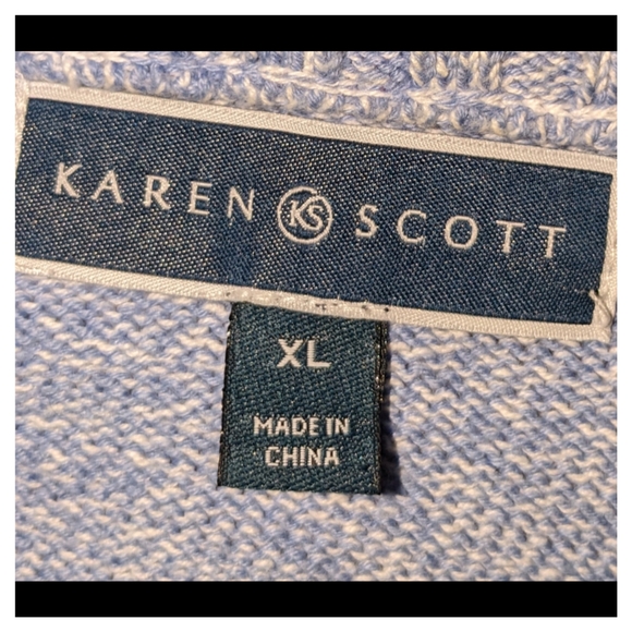 Karen Scott Blue marled Long Sleeve 1/4 Zip Pullover Sweater XL - Picture 4 of 5